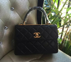 2016 Chanel Classic Top Handle Bag Original Sheepskin Leather A92236 Black