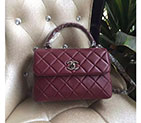 2016 Chanel Classic Top Handle Bag Original Sheepskin Leather A92236 Burgundy with Polished hardware