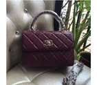2016 Chanel Classic Top Handle Bag Original Sheepskin Leather A92236 Claret