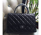 2016 Chanel Classic Top Handle Bag Original Sheepskin Leather A92238 Black A92238