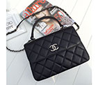 2016 Chanel Classic Top Handle Bag Sheepskin Leather A92236 Black with Silver