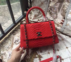 2016 Chanel Classic Top Tote Bag Original Python Leather A95169 Red