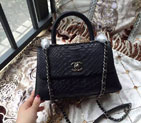 2016 Chanel Classic Top Tote Bag Original Snake Leather A95169 Black