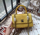 2016 Chanel Classic Top Tote Bag Original Snake Leather A95169 Yellow