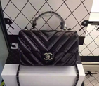 2016 Chanel Classic Tote Flap Bag Iridescent Leather A92358 Black A92358