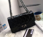 2016 Chanel Classic mini Flap Bag A6812 Shiny Iridescent leather Black with Black Polished A6812