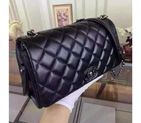2016 Chanel Flap Shoulder Bag Black Original leather A93017 Silver
