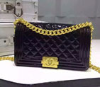 2016 Chanel LE Boy Flap Shoulder Bag Original Patent Leather A67086 Black
