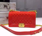 2016 Chanel LE Boy Flap Shoulder Bag Original Patent Leather A67086 Red