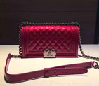 2016 Chanel LE Boy Flap Shoulder Bag Original Patent Leather A67086 Rose Red