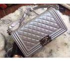 2016 Chanel LE Boy Flap Shoulder Bag Original Patent Leather A67086 Silver