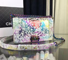2016 Chanel LE Boy Flap Shoulder Bag Original Snake Leather A67086 Painted Silver