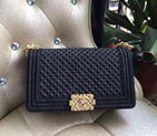2016 Chanel LE Boy Flap Shoulder Bag Original denim A67086 Black with Gold hardware