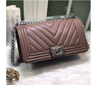 2016 Chanel LE Boy Flap Shoulder Bag Original sheepskin Leather A67086 Gray