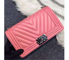 2016 Chanel LE Boy Flap Shoulder Bag Original sheepskin Leather A92058 Peach pink A92058