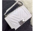 2016 Chanel LE Boy Flap Shoulder Bag Original sheepskin Leather A92059 White A92059