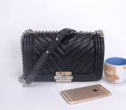 2016 Chanel LE Boy Flap Shoulder Bag Sheepskin Leather A67086 Black