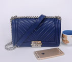 2016 Chanel LE Boy Flap Shoulder Bag Sheepskin Leather A67086 Royalblue