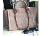2016 Chanel Large Canvas Tote Shopper Bag A68046 Pink A68046