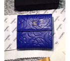2016 Chanel Matelasse Tri-Fold Wallet Sheepskin Leather A48980 Blue A48980