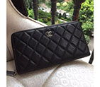 2016 Chanel Matelasse Zip Around Wallet Black Original Caviar leather A50097 Silver A50097