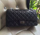 2016 Chanel Original Glazed Crackled Leather Classic Flap Bag 1112 Black Silver
