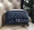 2016 Chanel Original Glazed Crackled Leather Classic Flap Bag 1112 Blue Silver 1112