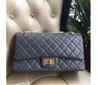 2016 Chanel Original Glazed Crackled Leather Classic Flap Bag 1113 Grey Gold 1113