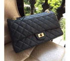 2016 Chanel Original Glazed Crackled Leather Classic Flap Bag A28668 Black in Gold