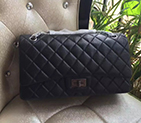 2016 Chanel Original Glazed Crackled Leather Classic Flap Bag A28668 Black in Silver A28668