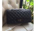 2016 Chanel Original Glazed Crackled Leather Classic Flap Bag A28668 Black in Silver