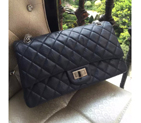 2016 Chanel Original Glazed Crackled Leather Classic Flap Bag A28668 Blue