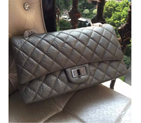 2016 Chanel Original Glazed Crackled Leather Classic Flap Bag A28668 Gray