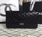 2016 Chanel Original Glazed Crackled Leather Classic Flap Bag A30227 Black