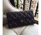 2016 Chanel Tri-Fold Wallet Black Original Caviar leather A31506 Silver A31506
