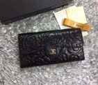 2016 Chanel Tri-Fold Wallet Black sheepskin leather A31506 A31506