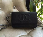 2016 Chanel WOC A33814 Black Original Caviar Leather Mini Flap Bag Silver A33814