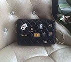 2016 Chanel WOC A33814 Black Original Leather Badge Bag Gold A33814