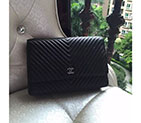 2016 Chanel WOC A33814 Black Original Leather Mini Bag Silver A33814