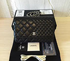 2016 Chanel WOC A33814 Black Original Sheepskin Leather Mini Flap Bag Silver A33814