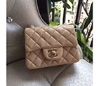 2016 Chanel mini Classic Flap Bag Apricot Original Sheekskin leather 1115 Gold Hardware 1115