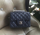 2016 Chanel mini Classic Flap Bag Grey Original Sheekskin leather 1115 Silver Hardware 1115