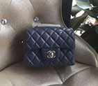 2016 Chanel mini Classic Flap Bag Royalblue Original Sheekskin leather 1115 Silver Hardware 1115