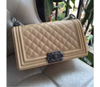 2016 LE Boy Chanel Flap Shoulder Bag Original Caviar Leather A67086 Apricot
