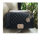 2016 LE Boy Chanel Flap Shoulder Bag Original Caviar Leather A67086 Black
