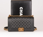 2016 LE Boy Chanel Flap Shoulder Bag Original Caviar Leather A67086 Black with Gold