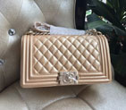 2016 LE Boy Chanel Flap Shoulder Bag Original Caviar Leather A67086 Champagne Gold