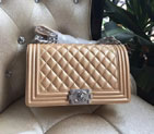 2016 LE Boy Chanel Flap Shoulder Bag Original Caviar Leather A67086 Champagne Silver