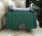 2016 LE Boy Chanel Flap Shoulder Bag Original Caviar Leather A67086 Green Silver