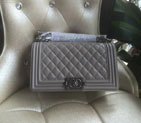 2016 LE Boy Chanel Flap Shoulder Bag Original Caviar Leather A67086 Grey Silver